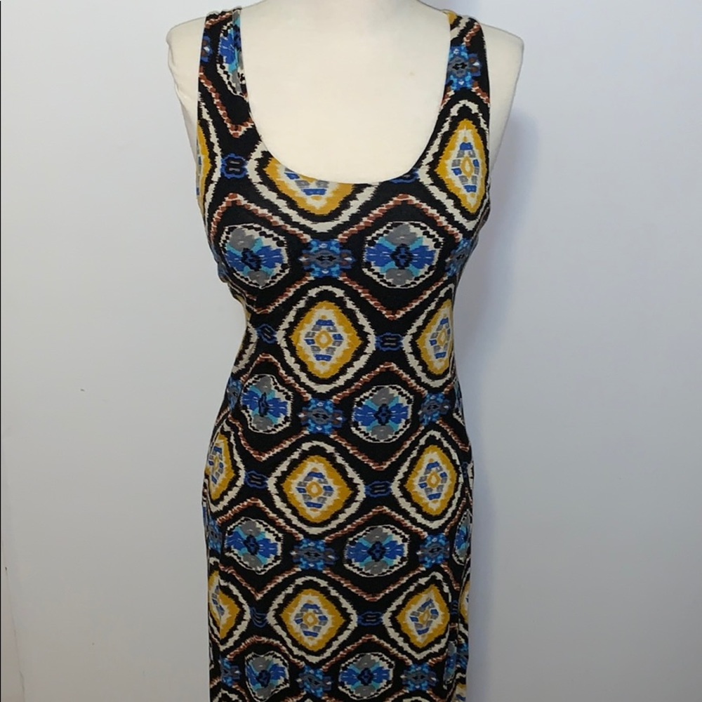 Urban Outfitters Geo Maxi Dress Black Blue Small